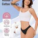 Sunm Boutique Cotton Thongs for Women, No Show Underwear for Women Pack, Sexy Low Rise Ladies Panties (Black, M)