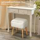 Shinoske Vanity Stool with Storage,White Faux Rabbit Fur Small Makeup Chair for Teenager,Storage Ottoman with Folding Back,Modern Footstool with 4 Solid Wood Legs for Bedroom,Living Room,Home Office