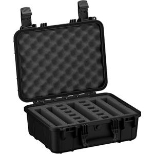 Condition 1 16" Medium Waterproof Hard Gun Case, Model 179, 4 Pistol Slots 12 Mags, TSA Approved Lockable Firearm Storage Case, IP67 Waterproof, Made in USA, 16"x13"x6.86" (Black)