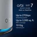 NETGEAR Orbi 970 Series (RBE970) Quad-Band WiFi 7 Mesh Add-on Satellite - Works with Existing 970 Series Mesh System or Router - Adds Coverage up to 3,300 sq. ft. - BE27000 802.11be 