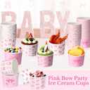 Pickmesh 80 Pcs Pink Bow Treat Snack Cups Paper Ice Cream Cups 9 oz Cute Coquette Disposable Dessert Bowls Snack Soup Bowl for Birthday Wedding Party Supplies Hot or Cold Food