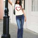HERLOLLYCHIPS Women Cute Heart Graphic Crewneck Short Sleeve Regular Fit Casual Tee T-Shirts Tshirt Tops (White, XL)