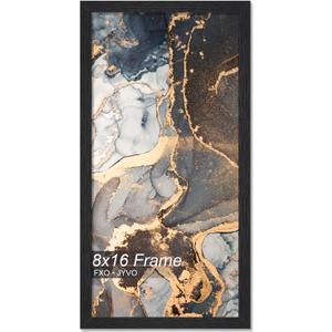 Fxojyvo Engineered Wood 8x16 Picture Frame, Black Frame for 8 x 16 Inch Picture Poster Photo, Light Weight 8 by 16 Frame with Wood-grain for Wall - 1 Pack/Black/8"x16"
