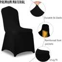 100 Pack Black Stretch Polyester Spandex Chair Covers Universal Washable Removable Chair Slipcovers Protector for Wedding Banquet Events Party Dining Decoration