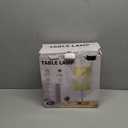 Bedside Table Lamp for Bedroom Nightstand, 3 Color Pull Chain Nightstand Lamps Set of 2 with AC Outlets, Square Gray Lampshade Bedside Lamp for Living Room, Office Desk, LED Bulb Included (15 inch)