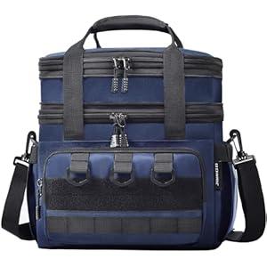 JOINGO Tactical Lunch Box for Men WomenInsulated Leakproof Lunch Bag with Adjustable Shoulder Strap, Durable Expandable Cooler Bag for Work Office Travel Camping Hiking, Large Meal Pail Adults(Blue)