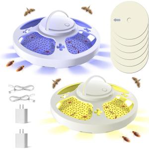 2 Packs Flea Traps for Inside Your Home with 6 Sticky Pads, Fleas Light Traps Kills Fleas in House, Hanging Flea Lamp with USB Cable Pest Control for Bugs Moths Gnats Indoor and Outdoor