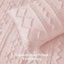 BEDELITE Queen Comforter Set 7 Pieces,Boho Bed in a Bag,Pink | Tufted Bed Set for All Seasons,Soft Farmhouse-Style Embroidery Bedding,Includes Flat & Fitted Sheets,2 Pillowcases & 2 Shams
