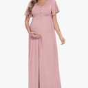 Peauty Summer Maternity Dresses for Women Maternity Photoshoot Dress with Decorative Button Baby Shower Dress S