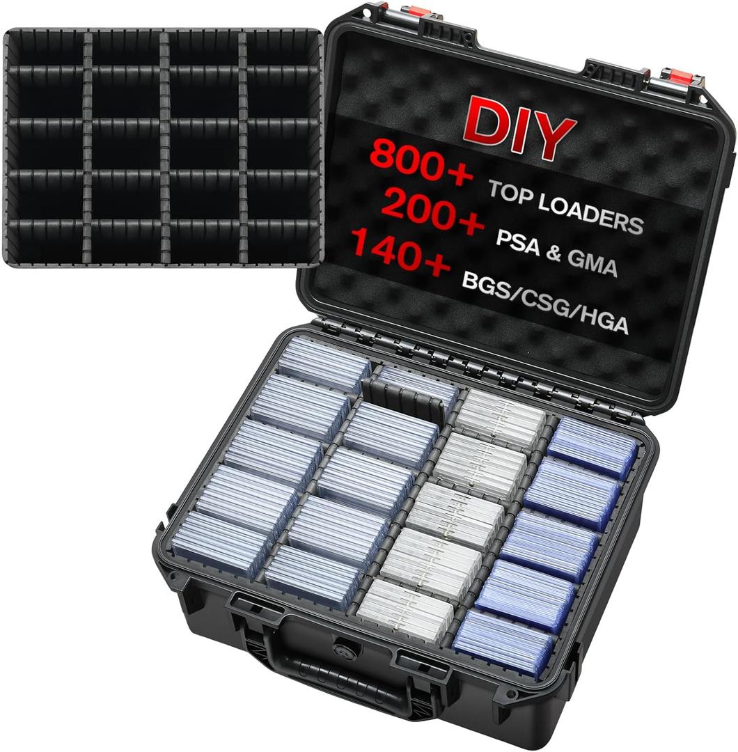 Graded Card Case Storage Box: Trading Card Storage with 12 Dividers - Baseball & Sports Card Case for Collectors & Home Storage Shipping Trade Shows - Fits PSA, BGS, SGC, Toploaders & Magnetic Holders
