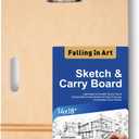 Falling in Art 14x18 Sketch Board, Drawing Tote Board for Artists with Sturdy Clip and Rubber Bands, Portable Art Clipboard for Classroom and Studio Drawing