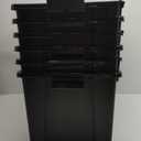 IRIS USA 20 Gallon Lockable Storage Bins with Lids, 6 Pack - Made in USA, Heavy Duty, Stackable Containers, Garage Organizing Bins Moving Tubs, Rugged Sturdy Equipment Utility Box - Black