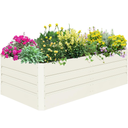 SnugNiture Galvanized Raised Garden Bed 6x3x2FT Outdoor Large Metal Planter Box Steel Kit for Planting Vegetables, Flowers, Beige White