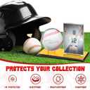 DoubleFill Acrylic Baseball Display Case for Ball and Cards Clear Ball Holder Ring Stand Set Centerpieces Protector Memorabilia Showcase(Golden,Small,Baseball)