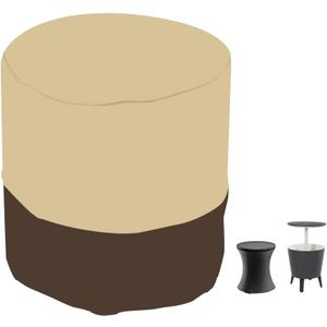 Patio Cool Bar Side Table Cover for Keter 7.5 Gallon Cool Bar Waterproof Patio Cooler Bar End Table Cover for small Outdoor Side Tables (Round, 21" Dia x 23" H), Beige