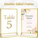 MaxGear 5x7 Gold Acrylic Sign Holder 6 Pack, Gold Table Number Holders, Mini Frames Double Sided Acrylic Picture Frames Photo Stand, Clear Menu Flyer Stand for Wedding, Home, Restaurant