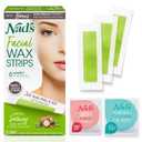 Nad's Facial Wax Strips - Hypoallergenic All Skin Types - Facial Hair Removal For Women - At Home Waxing Kit with 20 Face Wax Strips + 4 Calming Oil Wipes + Skin Protection Powder (25 Count (Pack of 1))