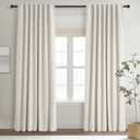 Topfinel Cream Linen Blackout Curtains 84 Inch Long for Bedroom Living Room, Ivory Pinch Pleat Back Tab Full Blackout Drapes Farmhouse Boho Curtains for Window, White Neutral Curtains 52" X 84" 7 FT (Birch)