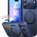 TORRAS Upgraded 360 Magnetic Stand for iPhone 17 Pro Max Case, Fit for MagSafe with Ring, 4X MilGrade Protection, Camera Control, Translucent Slim for iPhone 17 ProMax Case Ostand, Deep Blue