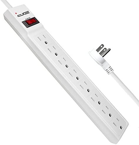 Digital Energy 15 FT 8 Outlet Surge Protector Power Strip - 15 AMP, 1875 W, 125 V, 350 J Surge Protection, ETL Listed - Flat Plug, White