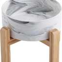 Raised/Elevated Ceramic Dog Bowl for Small Medium Sized Breeds,Dog Food Water Bowl with Stand,6 in Non Slip Heavy Weighted 3.6 Cups Marble Grey