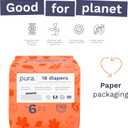 Pura Size 6 Eco-Friendly Diapers (29+ lbs) Hypoallergenic, Soft Organic Cotton, Sustainable, up to 12 Hours Leak Protection, Allergy UK, Recyclable Paper Packaging, 18 Count (Pack of 3) (54 Diapers)