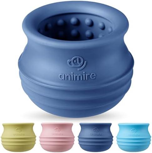 Animire Treat Dispensing Dog Toy, Long-Lasting Interactive Puzzle Toys for Dogs, Stuffable Dog Enrichment Frozen Lick Treat Toy for Boredom, BPA Free Silicone Fetch Catch Chew Toy (Dark Blue,L)