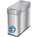 iTouchless 4 Gallon Slim Sensor Trash Can (Lid Opens Left) with AbsorbX Odor Control, 15 Liter Slim Stainless Steel Automatic Wastebasket, Space-Saving Bin for Bathroom, Kitchen, Office, Hotel