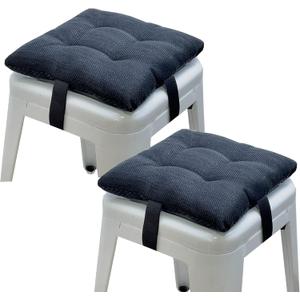 HFCNMY Bar Stool Cushions Square, 2 Pack Thick Square Seat Cushion Bar Stool Covers Kitchen Dining Chair Pads Padding with Ties Removable 12 in Black
