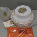175pcs Thanksgiving Plastic Dinnerware for 25 Guests, 25 Fancy Thanksgiving Dinner Plate, 25 Gold Pumpkin Dessert Plates, 75 Orange Silverware, 25 Clear Cups and Cards