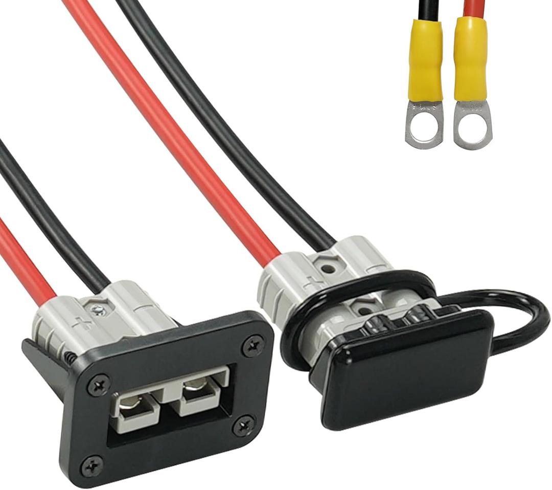 1 Pair 50A Battery Quick Connect/Disconnect Plug 10 Guage 1.3FT Cables O-Ring 12V Wire Harness Plug Connector Kit for Winch Trailer Towing Systems Gray