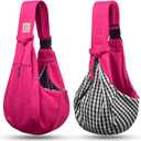 TOMKAS Dog Sling Carrier for Small Dogs Puppy Carrier for Small Dogs (Rose red, Adjustable Strap for 3-10 lbs & Zipper Pocket)