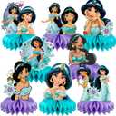 8Pcs Princess Jasmine Table Centerpieces Birthday Party Supplies Double Side Table Decorations for Kids Party Decorations