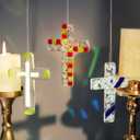 2 x H&D HYALINE & DORA Blue Cross for Car Mirror Hanging Glass Cross Christian Ornaments Christian Gifts for Men Beautiful Jesus Nativity Ornament