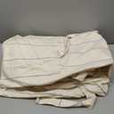 SureFit Heavyweight Cotton Duck T-Cushion Chair Slipcovers, Printed Heavyweight Cotton Chair Cover, One Piece Design, Armchair Cover with Seat Elastic and Corner Ties, Natural with Blue Stripe