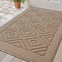 LUMI Washable Indoor Entrance Doormat 32x48, Absorbent Quick-Dry Door Mat, Dirt Trapper Non-Slip Low Profile Entryway Mats for High Traffic, Beige