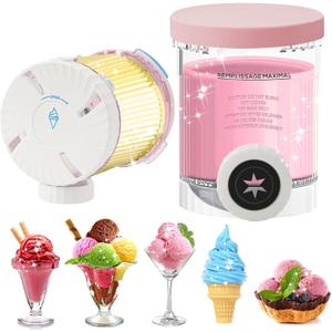 Creami Pints and Lids - 2 Pack 16oz with Pink Lids for Ninja Creami Swirl NC700 NC701 Series, BPA-Free & Dishwasher Safe