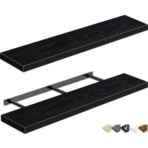 QEEIG Bathroom Shelves 36 inches Long Floating Shelf for Wall 36 x 9 inch Set of 2, Black (008-90B) (35.4", C. Black)