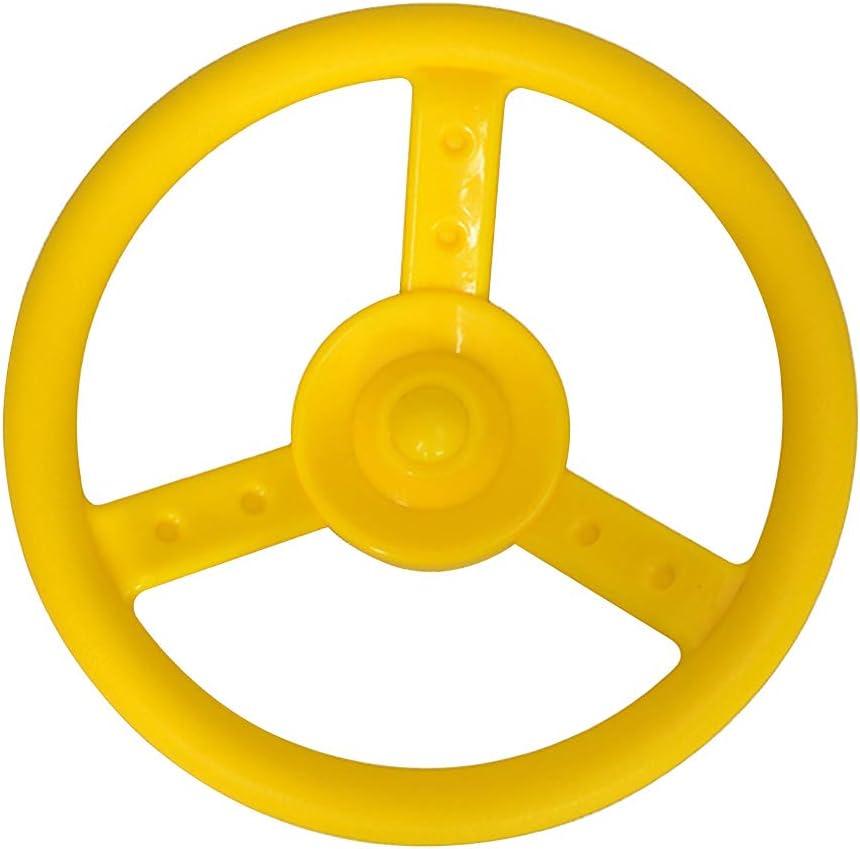 Pirate Ship Wheel Fun Playground with Screw Amusement Park Outdoor Garden Kids Toy Steering Climbing Frame Gift sy Install Swing Accessory Lightweight(Yellow)