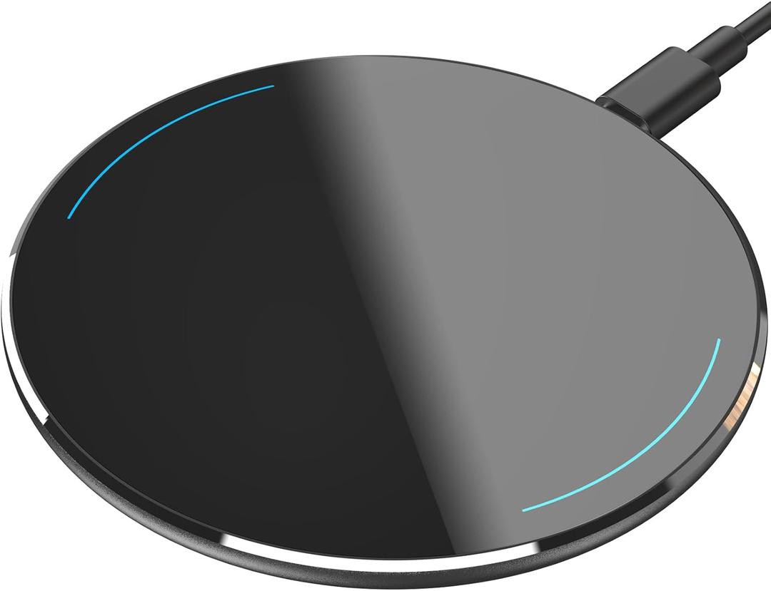 TOZO New Anti-Slip Wireless Charger 15W Max Fast Wireless Charging Pad Compatible with iPhone 16/16 Plus/16 Pro Max /15/14/13/SE Series, Samsung Galaxy S24/S23 Series (No AC Adapter), Glossy Black