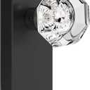 Glass Door Knobs for Interior Doors - Vintage Crystal Passage Closet & Hallway Door Knob - Diamond Cut Door Handle - Matte Black Finish (1 Pack)