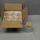 16 Oz Drinking Glasses with Bamboo Lids and Glass Straw - 6 Pcs Glass Cups Beer Ice Coffee Glasses Cute Aesthetic Cup Great for Coffee Bar Accessories Include 2 Cleaning Brushes