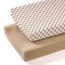 lulumoon Muslin Changing Pad Cover: 2-Pack Soft Breathable Cotton Vintage Plaid Print for Baby Boys Girls - Nursery & Baby Shower