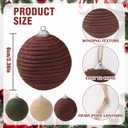 JOICEE 9 Pcs Boho Christmas Ball Ornaments Set, Jute Rope Hanging Balls Neutral Rustic Ornaments Christmas Ball Decoration for Xmas Tree Wreath Garland Party Farmhouse Decor(Green, Linen,Dark Brown)