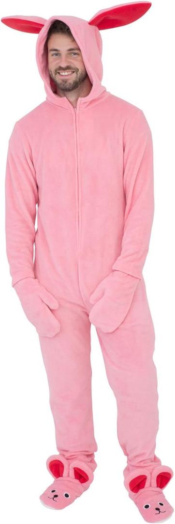 Briefly Stated Adult Unisex A Christmas Story Bunny Union Suit Pajama Halloween Cosplay Costume (Pink), XL