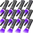 Riakrum 12 Pieces UV Blacklight Flashlights LED Handheld Mini Light Flashlight Small Portable Detector 395nm 9 LED Light for Pet, Carpet Dry Stains Detection, Spot Scorpions, Resin Curing(Black)