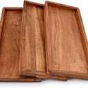 NIRMAN Acacia Wood Rectangular Wooden Platters for Home Decor, Food, Vegetables, Fruit, Charcuterie, Appetizer Serving Tray (13" x 5.5" x 0.75") (Set of 3)