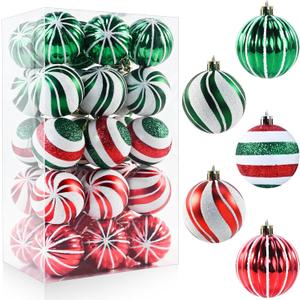 Christmas Balls Ornaments, 30Pcs Shatterproof Xmas Tree Decorations, Tree Hanging Ball Muti-Color Christmas Ball Ornament Set for Party Decoration Perfect Super Bulbs (Multi Color #2)