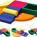 7 Piece Velvet Installation-Free Toddler Climbing Toys for Indoor Use, Foam Climbing Blocks for Toddlers 1-3, Soft Play Climbing Set