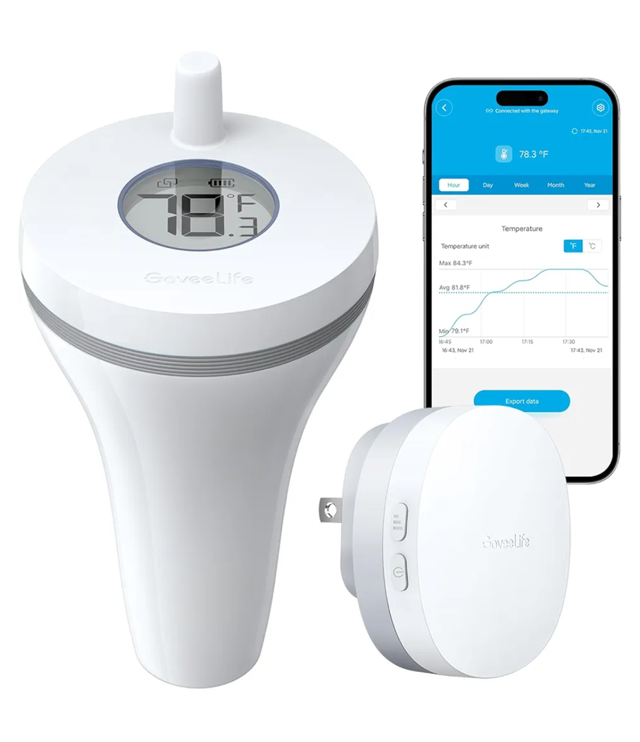 GoveeLife WiFi Pool Thermometer Wireless App Easy Read, Smart Digital Floating Pool Thermometer with IPX7 Waterproof, Notification Alert, Water Temperature Monitor for Swimming, Pond, Bath, Spa